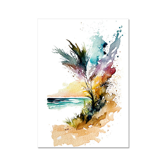 Watercolour Enchanting Abstract Beach Painting Fine Art Print