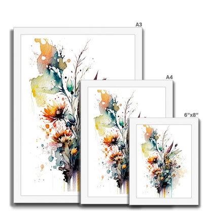 Watercolour Beautiful Abstract Flowers Painting Framed Print