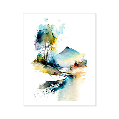 Watercolour Abstract Mystical Landscape Painting Fine Art Print