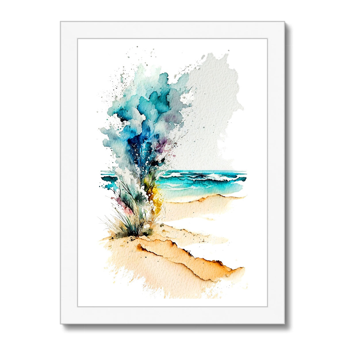 Watercolour Abstract Dazzling Beach Painting  Framed Print