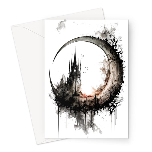 Dark Gothic Ink and New Full Moon Greeting Card