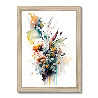 Watercolour Beautiful Abstract Flowers Painting Framed Print