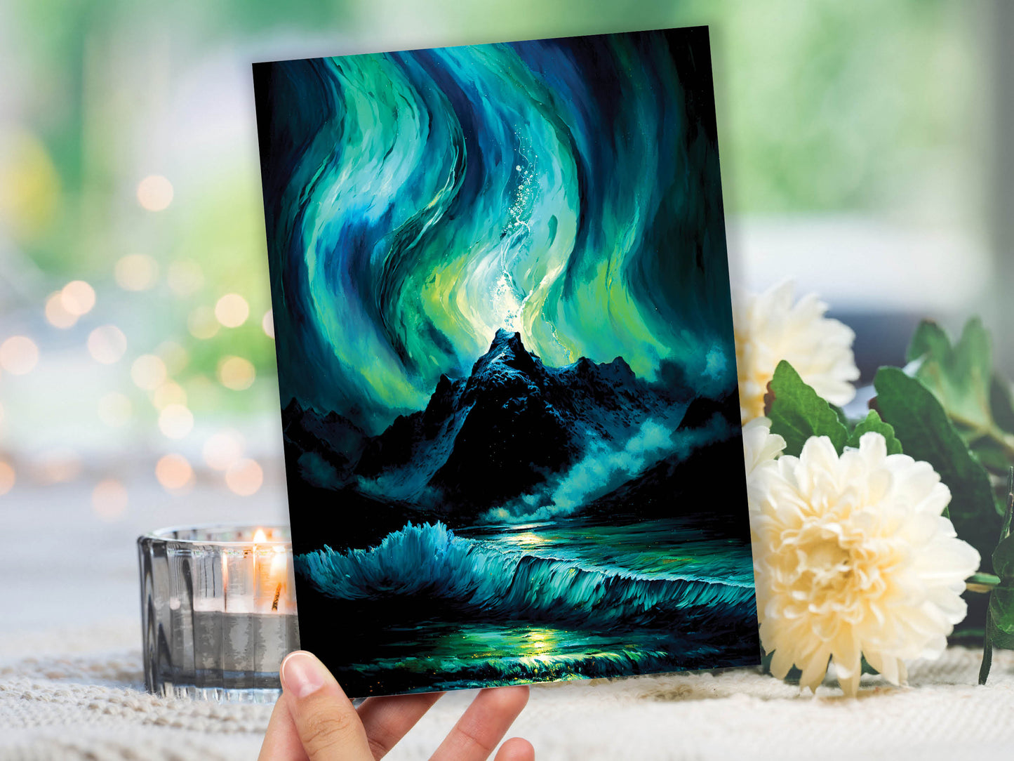 An Impressionistic Painting Hill Aurora Greeting Card