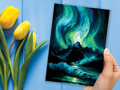 An Impressionistic Painting Hill Aurora Greeting Card