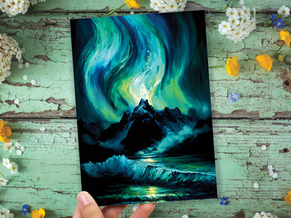 An Impressionistic Painting Hill Aurora Greeting Card