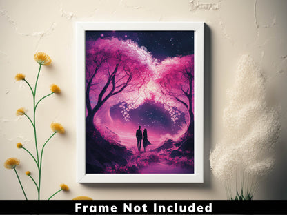 Romantic Enchanted Cherry Blossoms Wall Art Poster