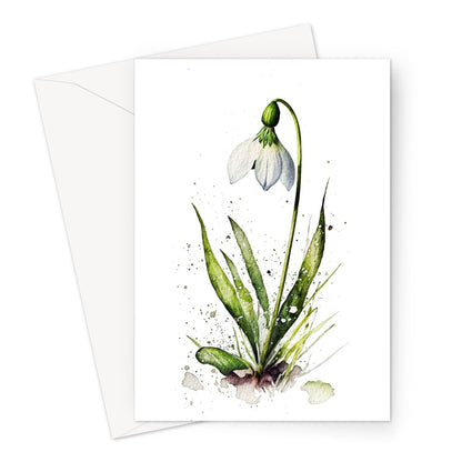 Watercolour Snowdrop Flowers For New Beginning Painting Greeting Card