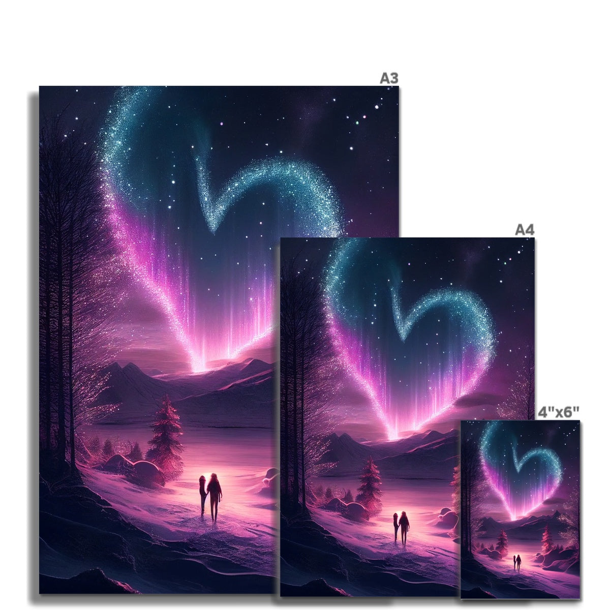 Northern Lights Valentines Heart Fine Art Print