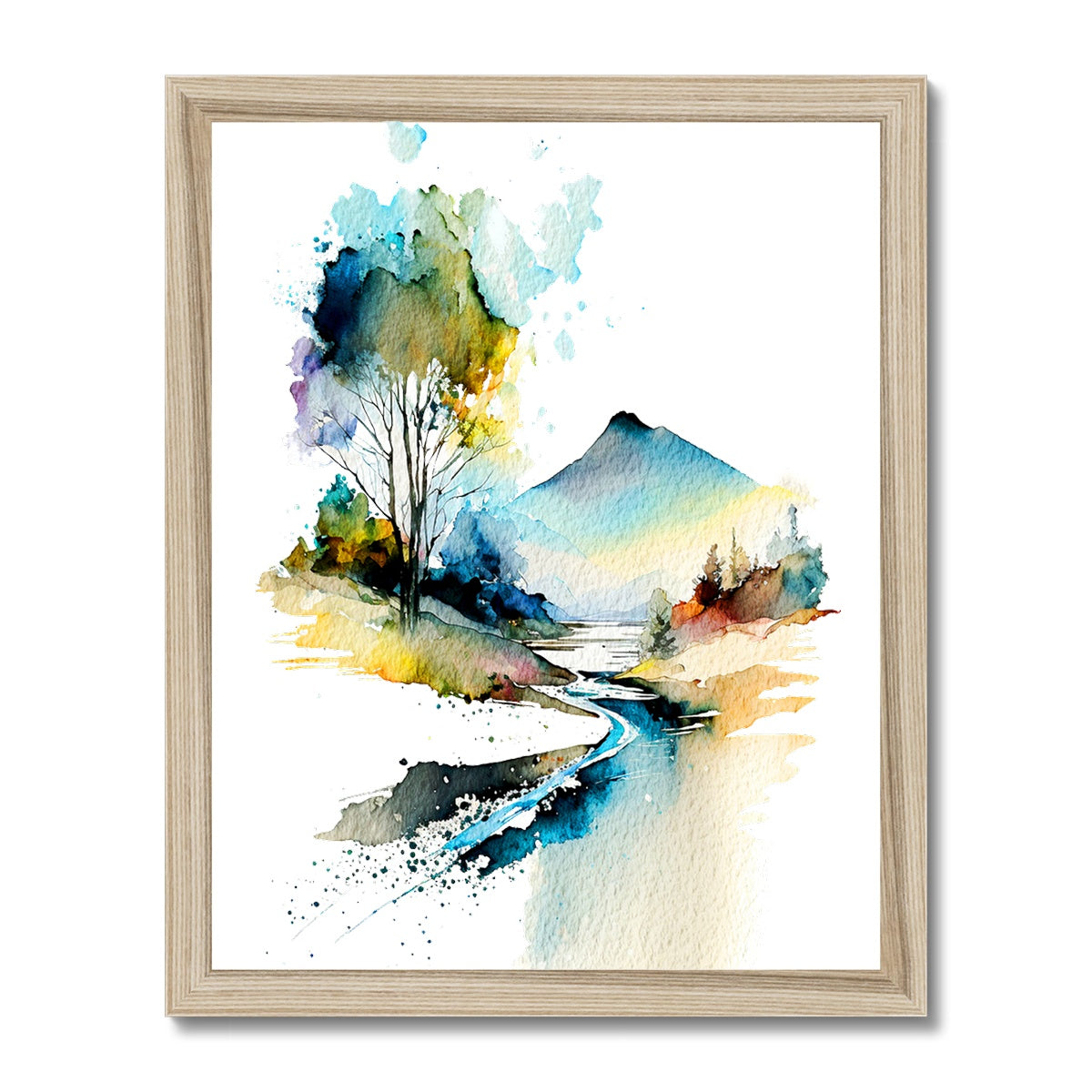 Watercolour Abstract Mystical Landscape Painting Framed Print