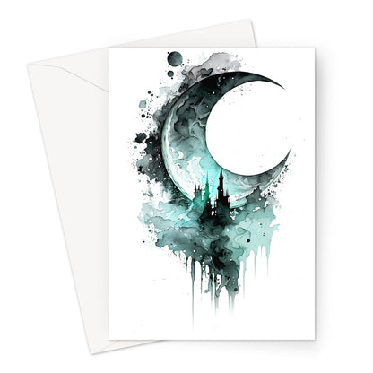 Gothic Ink and Wash Waning Moon Greeting Card