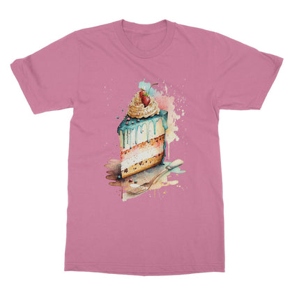 Watercolour Strawberry Birthday Cake Painting Softstyle T-Shirt