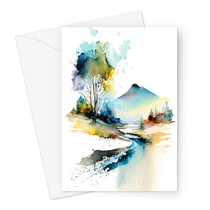 Watercolour Abstract Mystical Landscape Painting Greeting Card