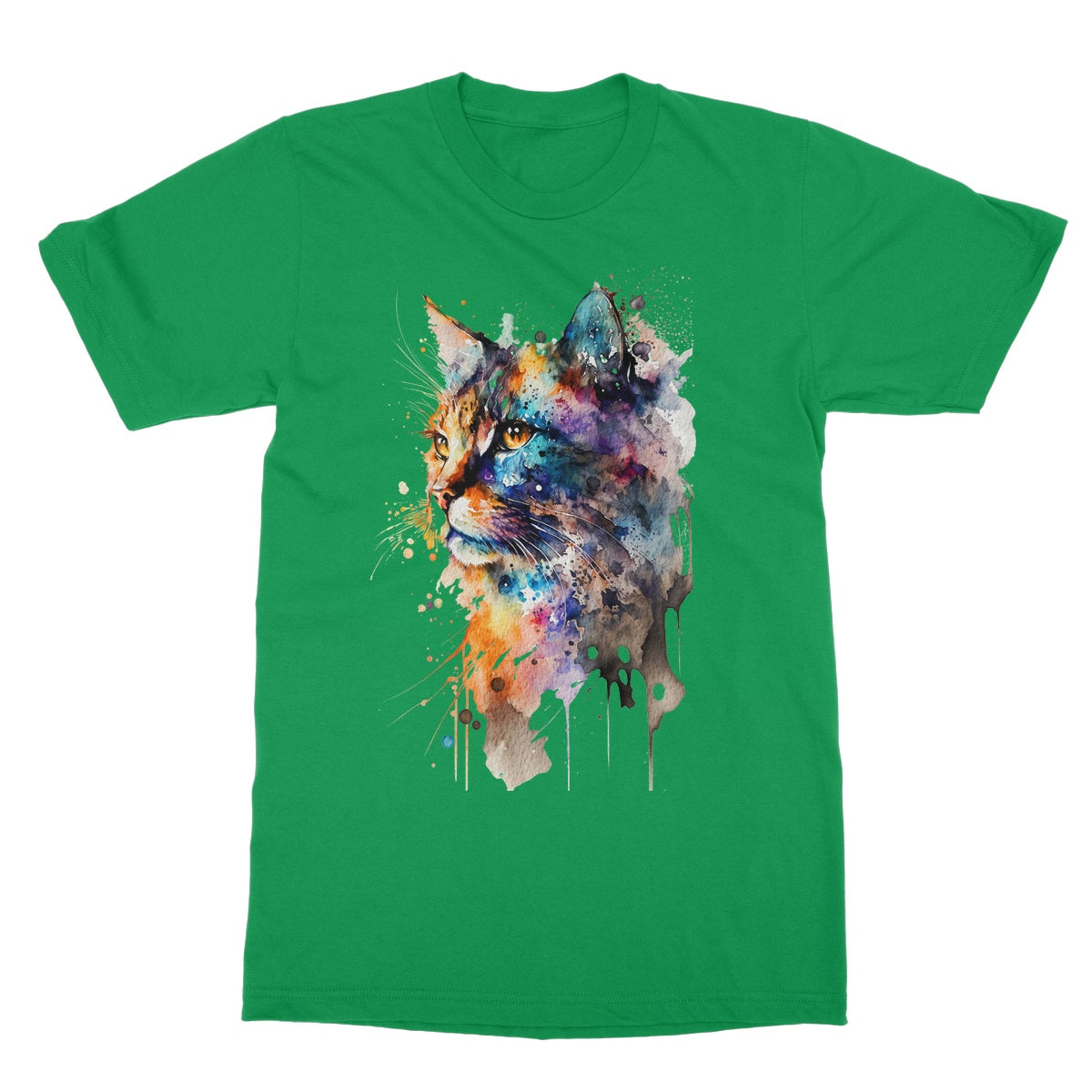 Watercolour Abstract Whimsical Cat Painting Softstyle T-Shirt