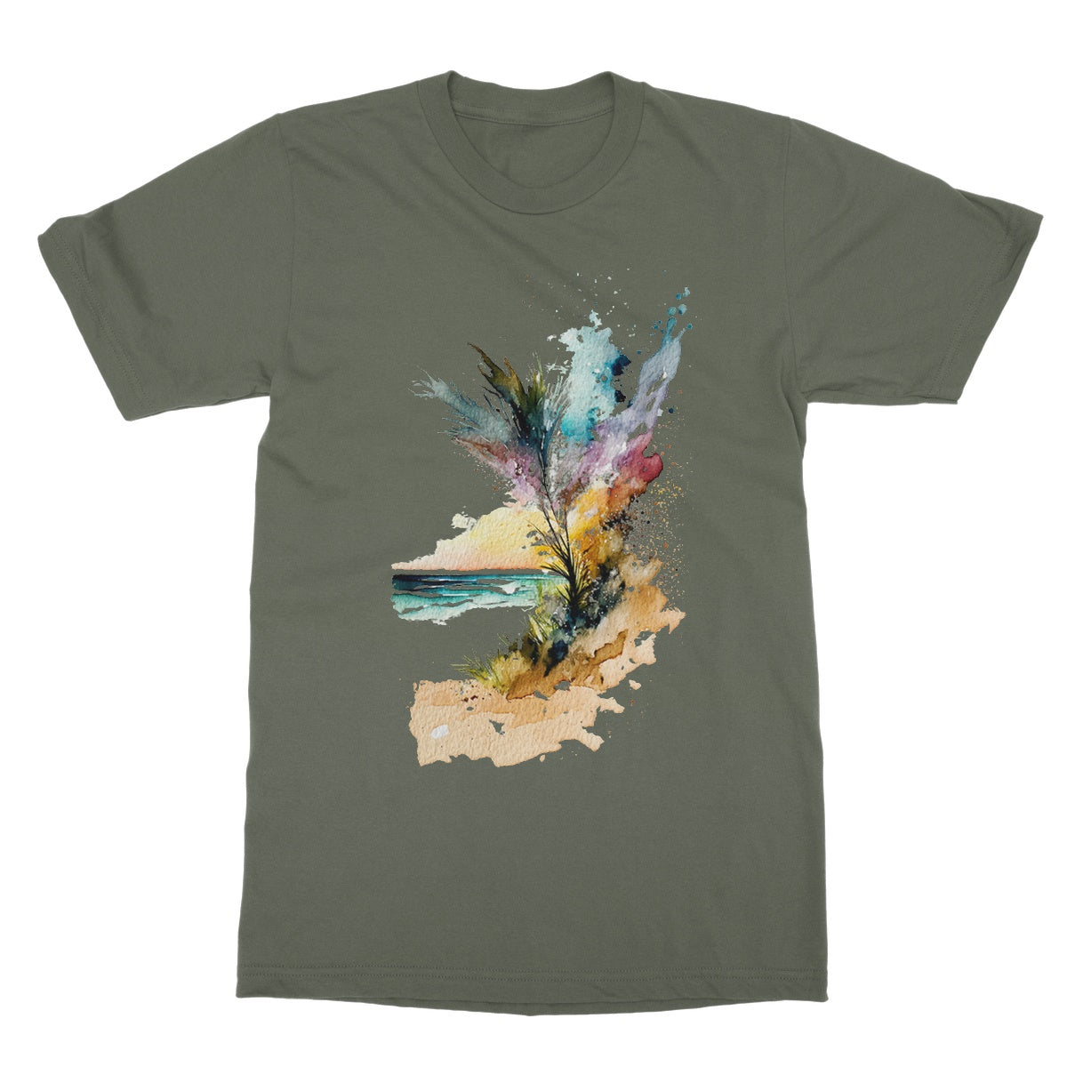 Watercolour Enchanting Abstract Beach Painting Softstyle T-Shirt