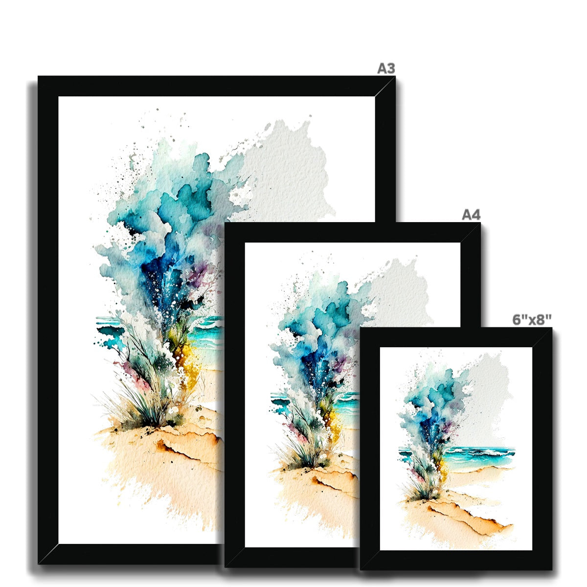 Watercolour Abstract Dazzling Beach Painting  Framed Print