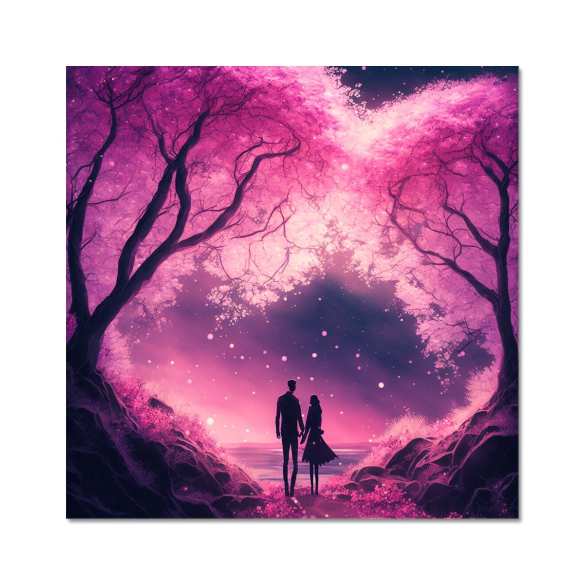 Romantic Enchanted Cherry Blossoms Wall Art Poster