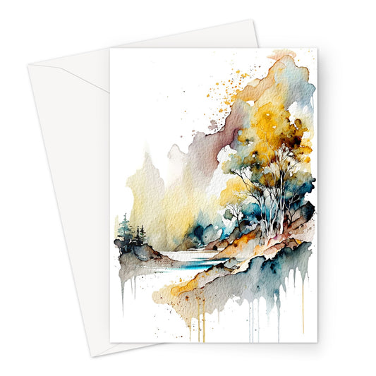 Watercolour Abstract Magical Landscape Painting Greeting Card