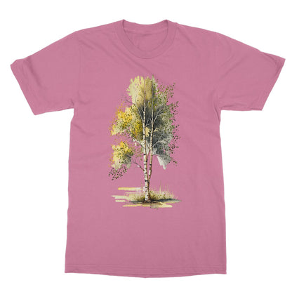 Watercolour Yellow Birch Tree Painting Softstyle T-Shirt