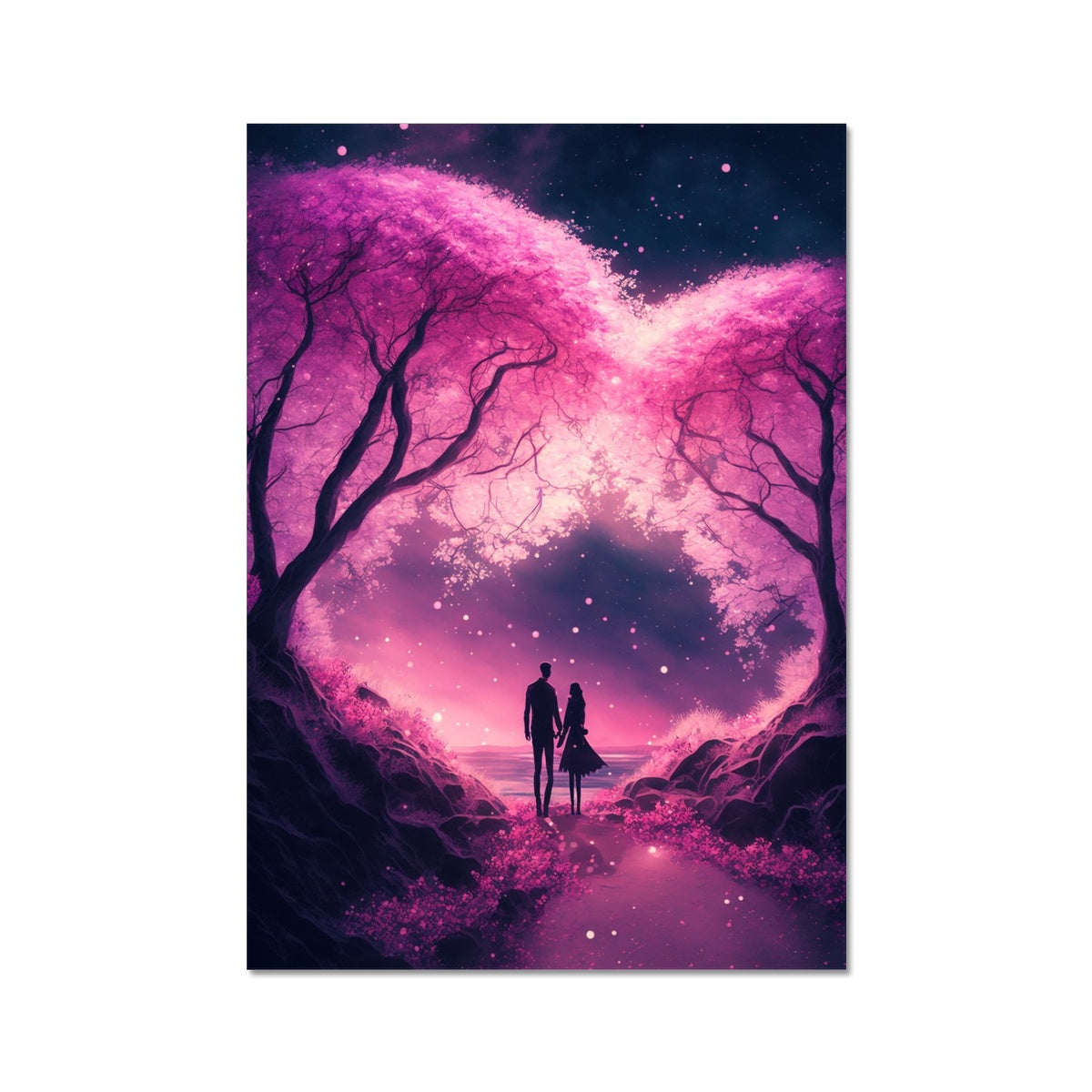 Romantic Enchanted Cherry Blossoms Wall Art Poster