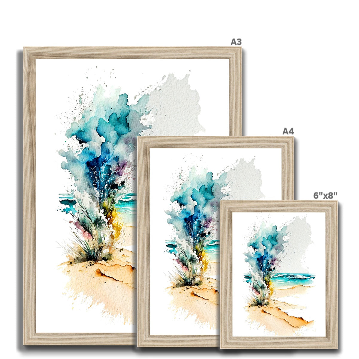 Watercolour Abstract Dazzling Beach Painting  Framed Print