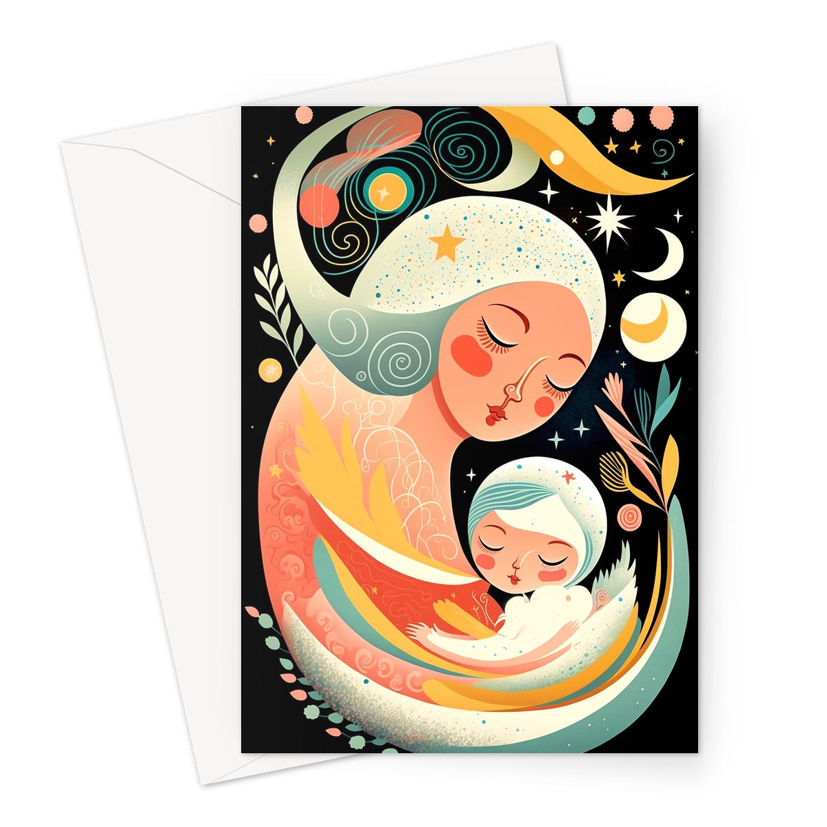 Magnificent Mother and Baby Illustration Greeting Card