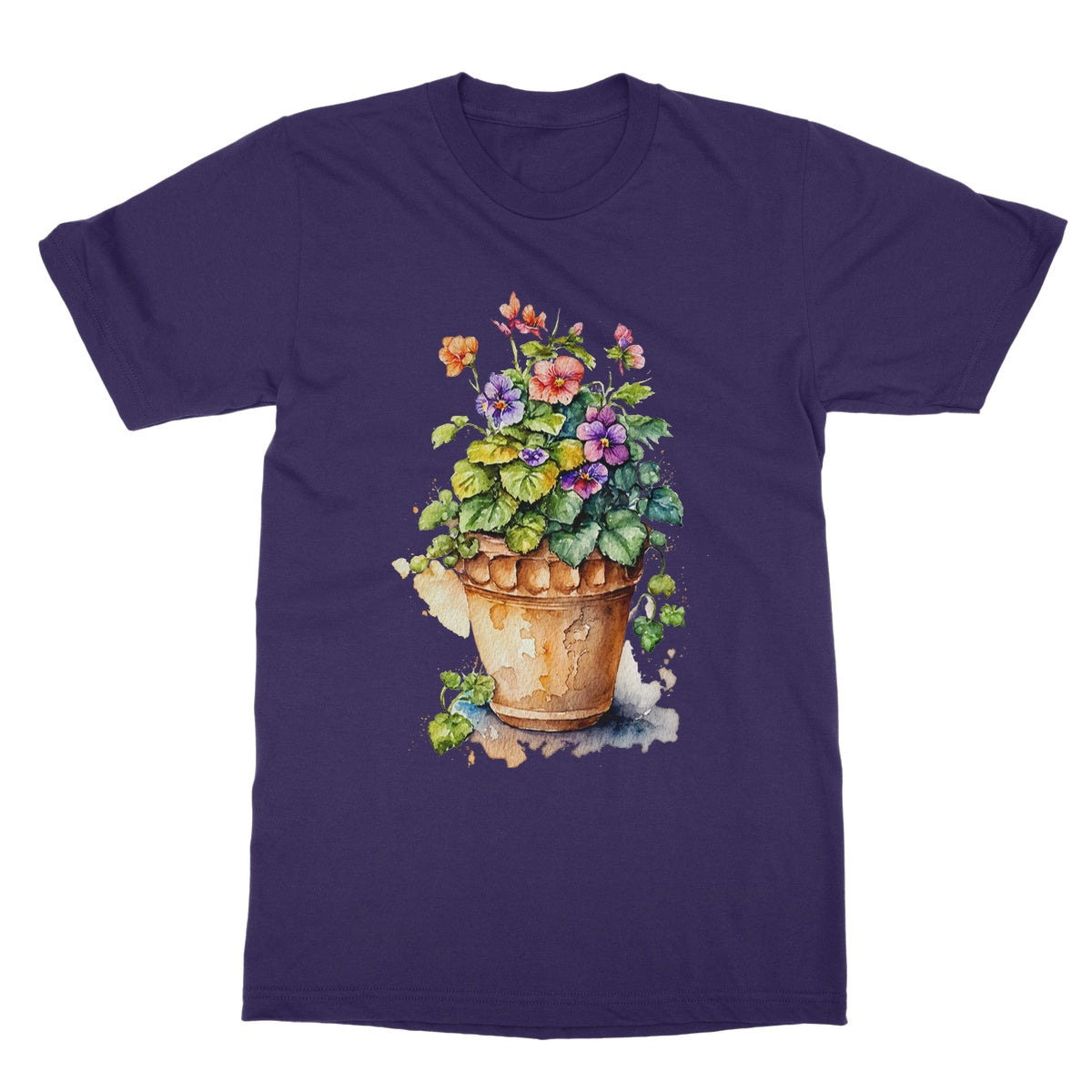 Watercolour Flower Pot Painting Softstyle T-Shirt