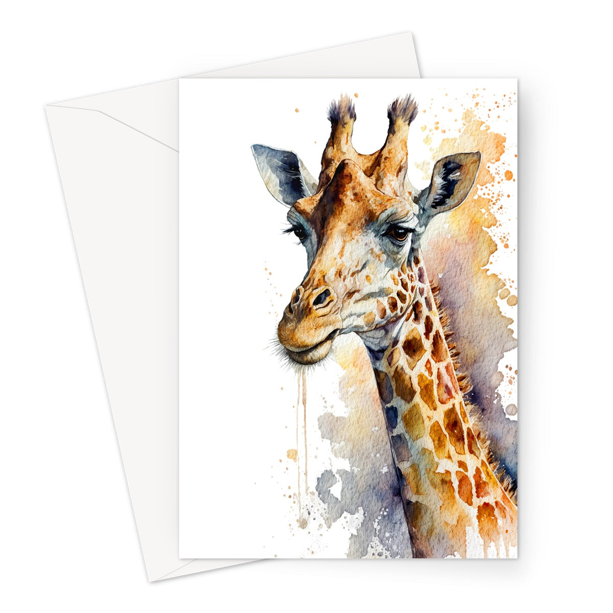 Watercolour Beautiful Giraffe Painting Greeting Card