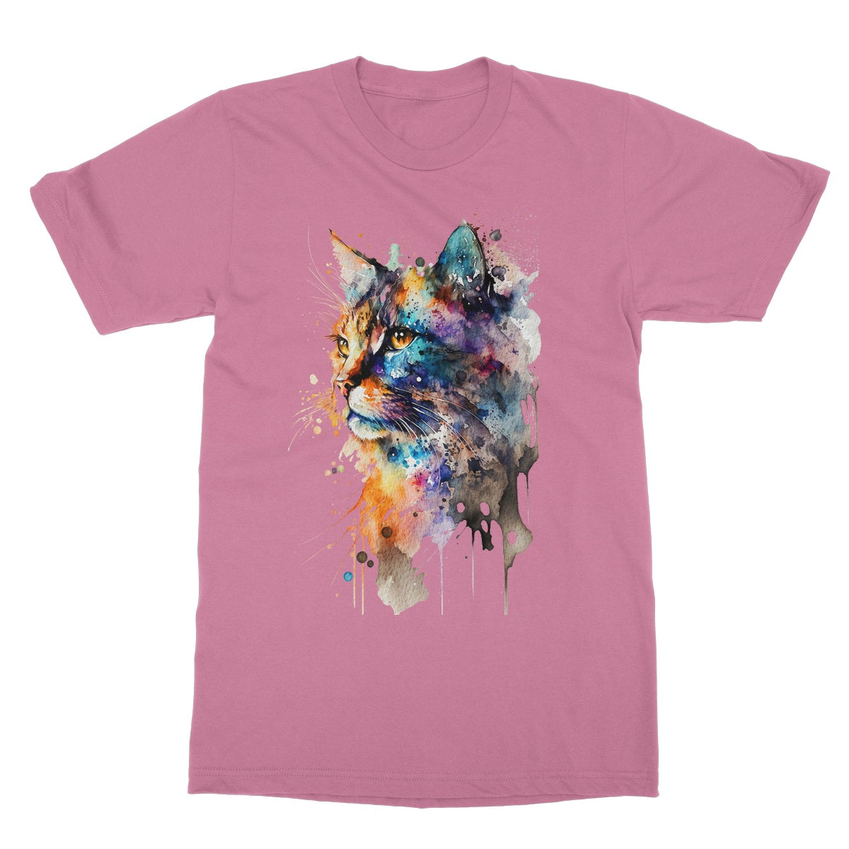 Watercolour Abstract Whimsical Cat Painting Softstyle T-Shirt