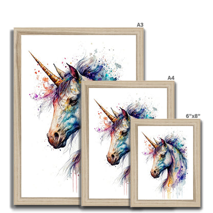 Watercolour Mystical Unicorn Painting Framed Print