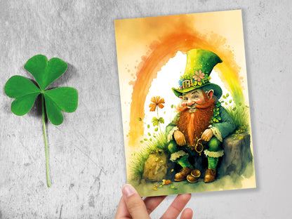 Cheeky Watercolor Leprechaun Greeting Card