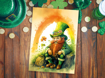 Cheeky Watercolor Leprechaun Greeting Card