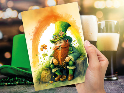 Cheeky Watercolor Leprechaun Greeting Card