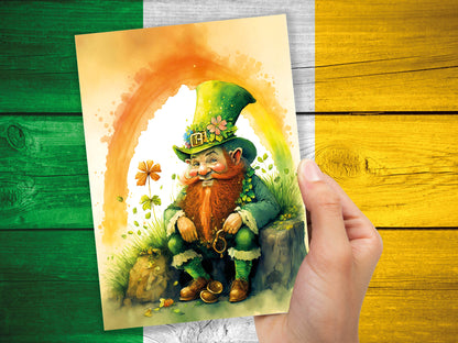 Cheeky Watercolor Leprechaun Greeting Card