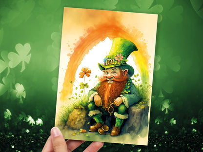 Cheeky Watercolor Leprechaun Greeting Card