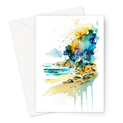 Watercolour Abstract Glamourous Beach Painting Greeting Card