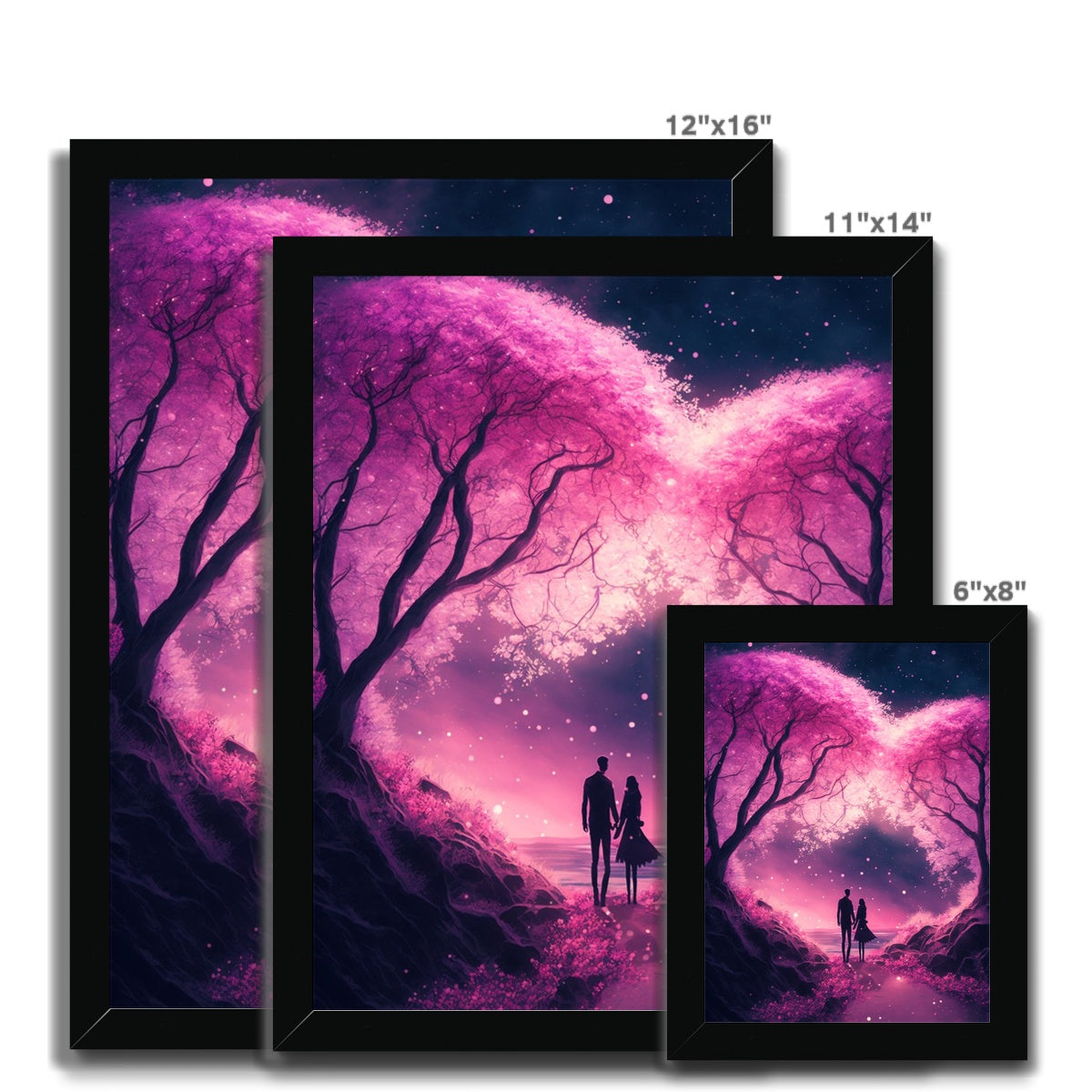 Romantic Enchanted Cherry Blossoms Budget Framed Poster