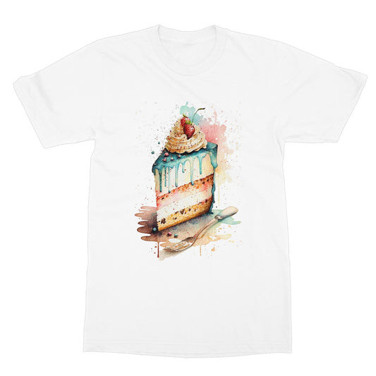 Watercolour Strawberry Birthday Cake Painting Softstyle T-Shirt