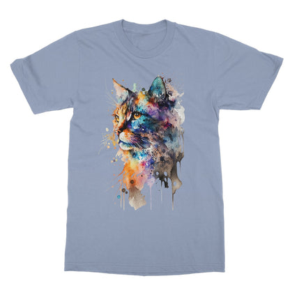 Watercolour Abstract Whimsical Cat Painting Softstyle T-Shirt