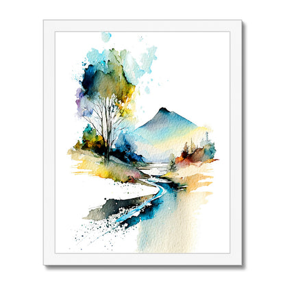 Watercolour Abstract Mystical Landscape Painting Framed Print