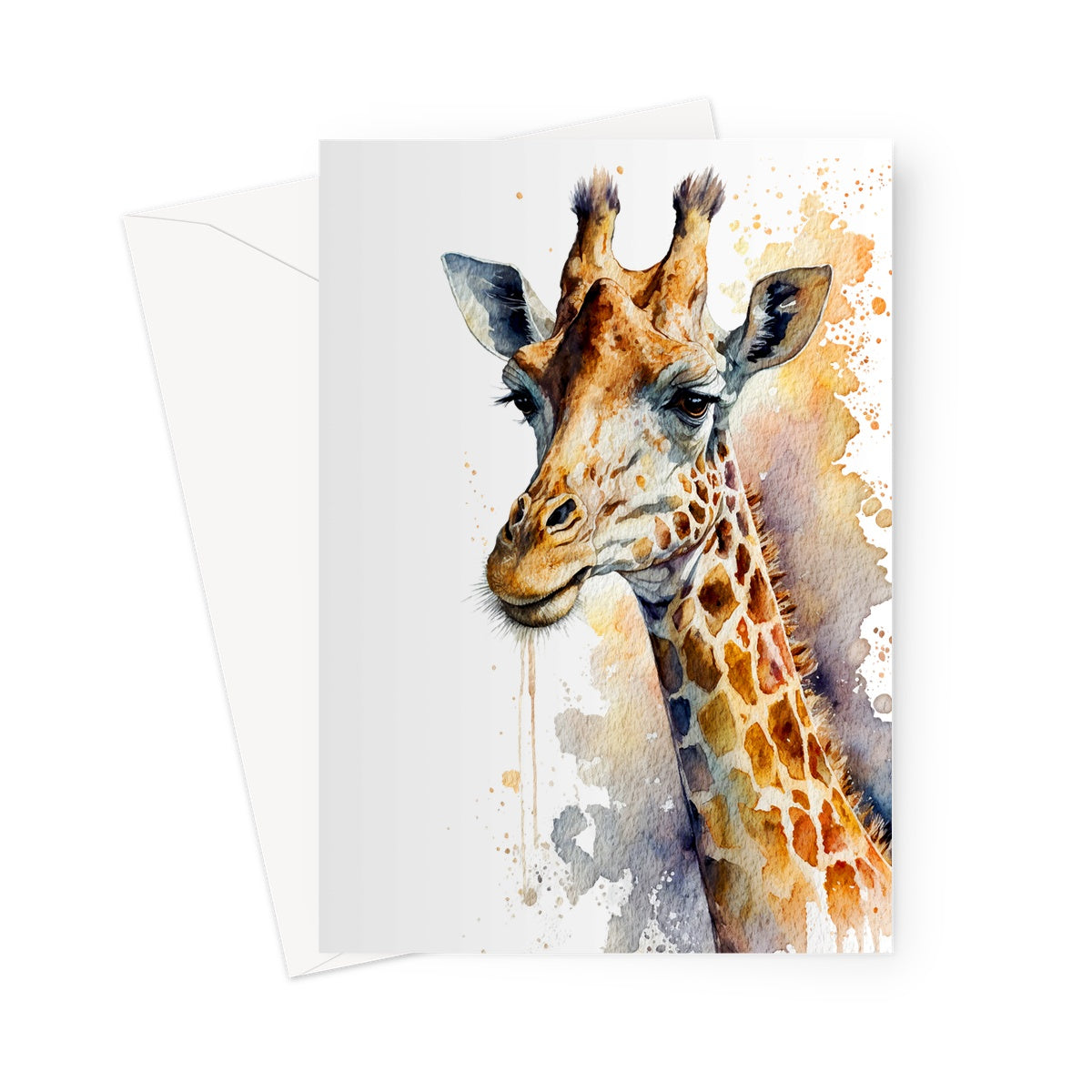 Watercolour Beautiful Giraffe Painting Greeting Card