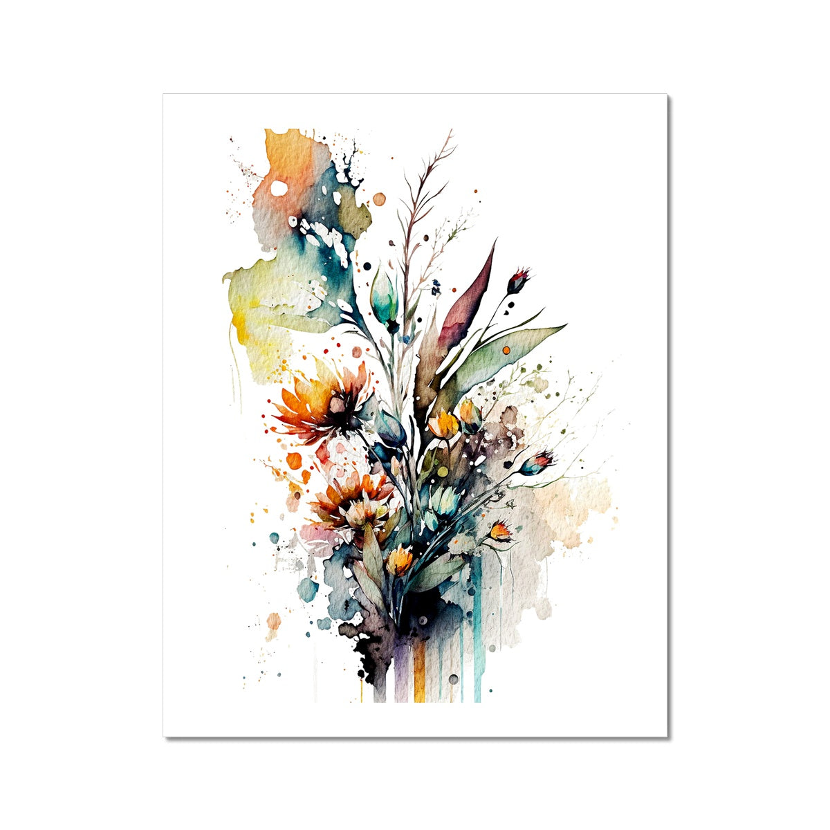 Watercolour Beautiful Abstract Flowers Painting Fine Art Print