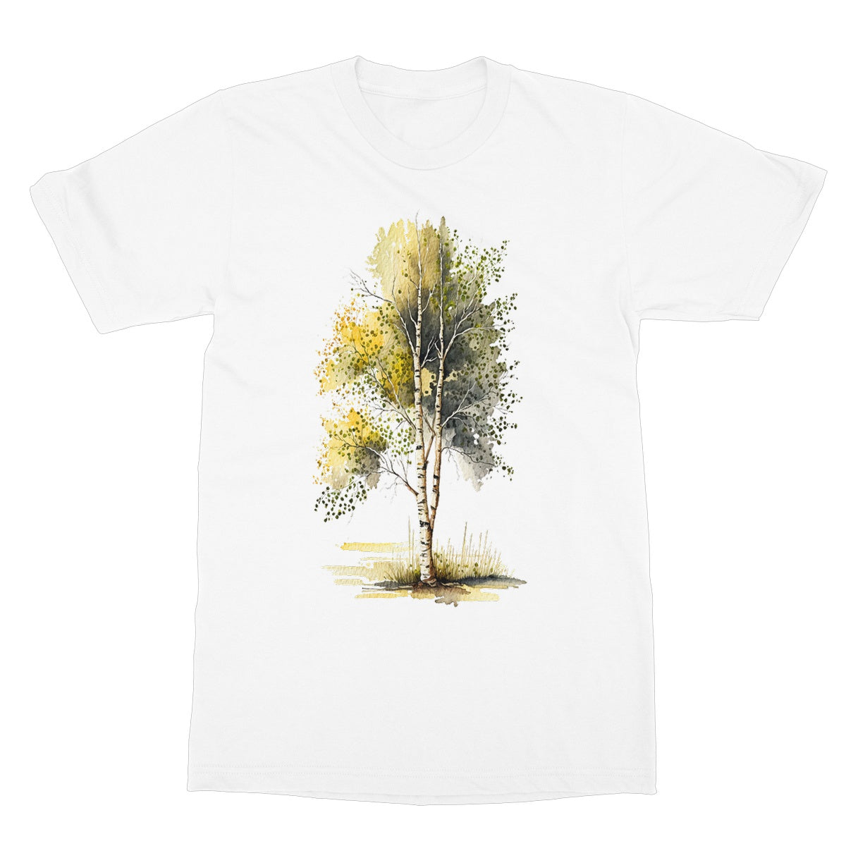 Watercolour Yellow Birch Tree Painting Softstyle T-Shirt