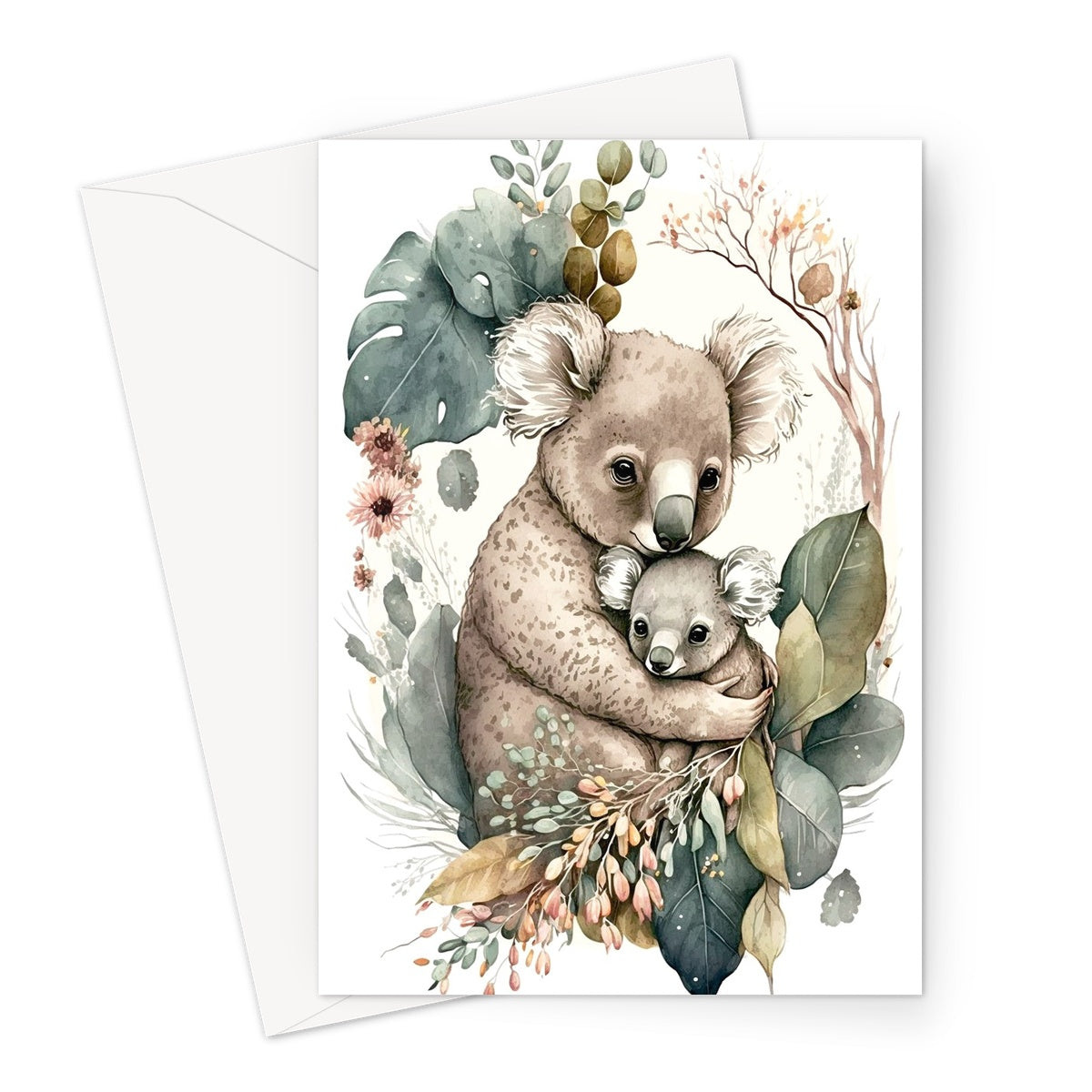 Mother and Baby Koala Illustration Greeting Card