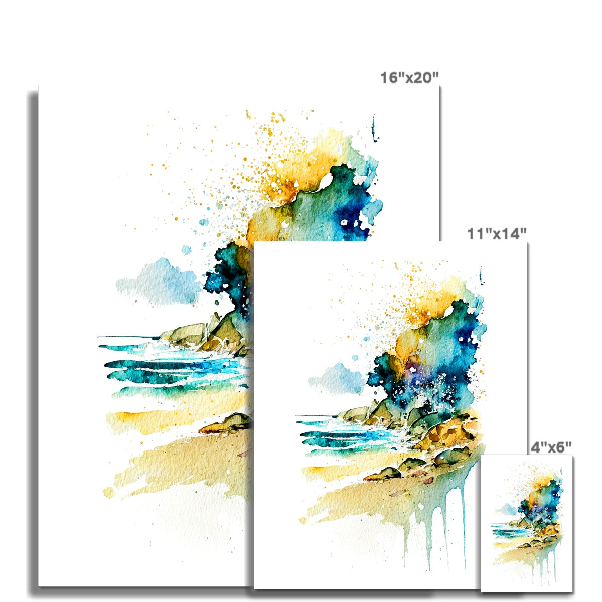 Watercolour Abstract Glamourous Beach Painting Fine Art Print