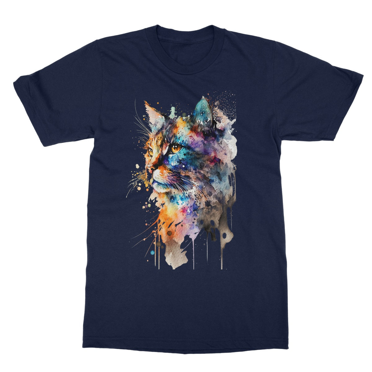 Watercolour Abstract Whimsical Cat Painting Softstyle T-Shirt