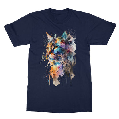 Watercolour Abstract Whimsical Cat Painting Softstyle T-Shirt