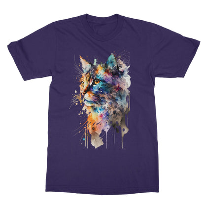 Watercolour Abstract Whimsical Cat Painting Softstyle T-Shirt