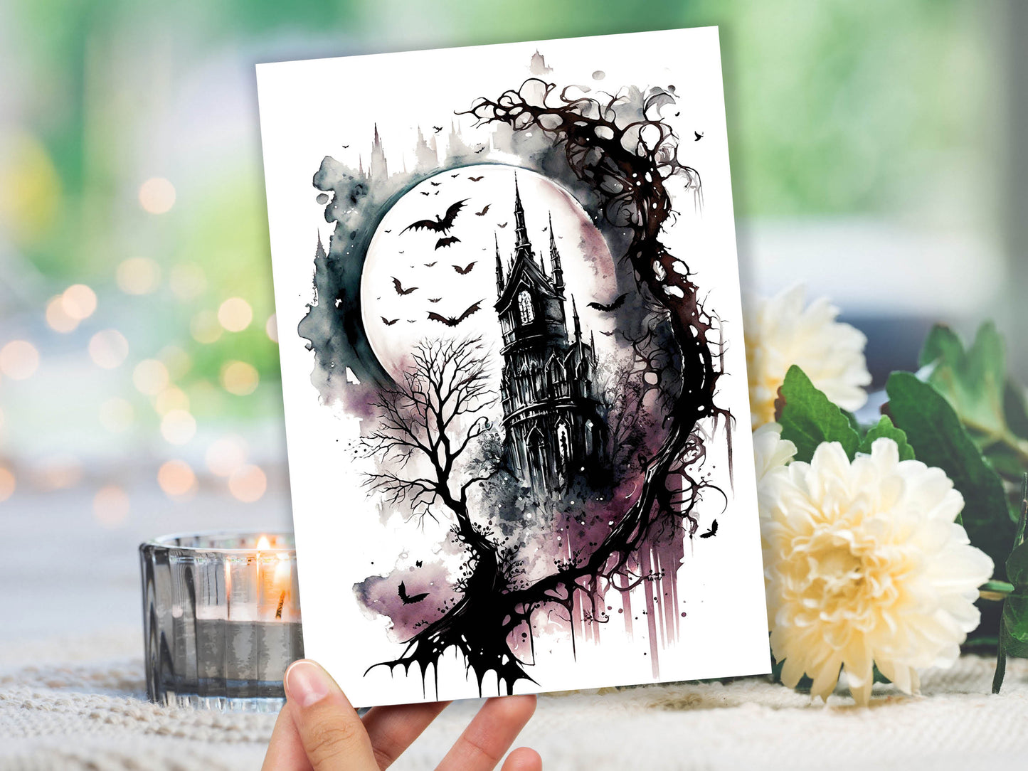 Gothic Ink and New Full Moon Greeting Card