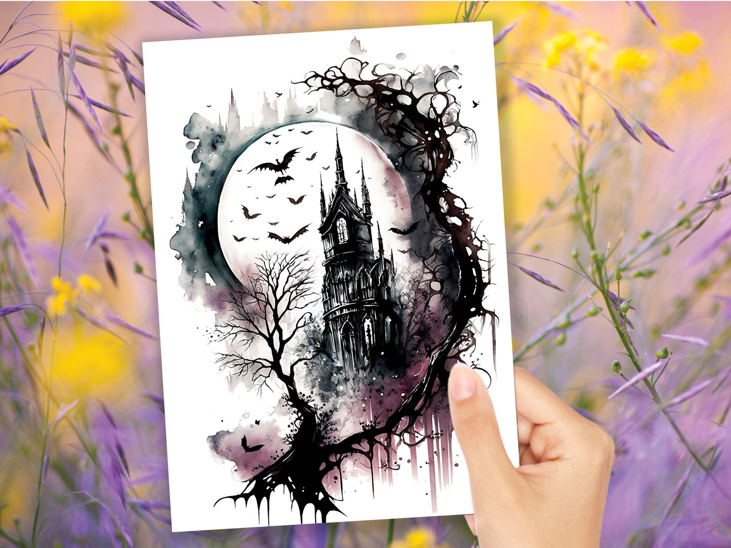 Gothic Ink and New Full Moon Greeting Card