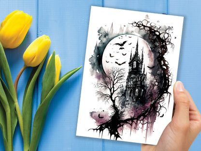 Gothic Ink and New Full Moon Greeting Card